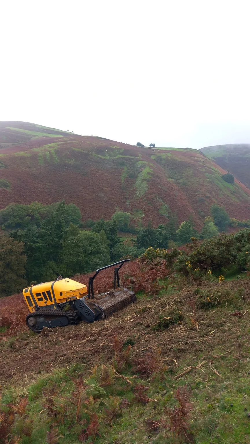 Robocut working across rough hillside vegetation